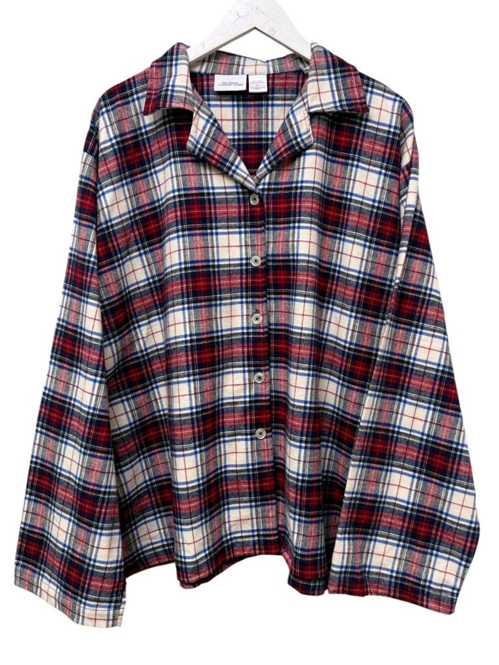 Vermont Country Store Mens 3XL Pajama Shirt Cotton Portuguese Flannel Red Plaid